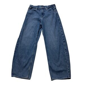 Gap Barrel Jeans Womens Size 28 6R Blue High Rise Medium Wash Denim Horseshoe